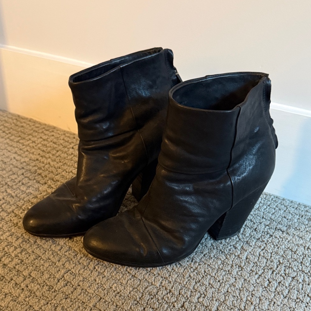 rag & bone Black Leather Ankle Booties